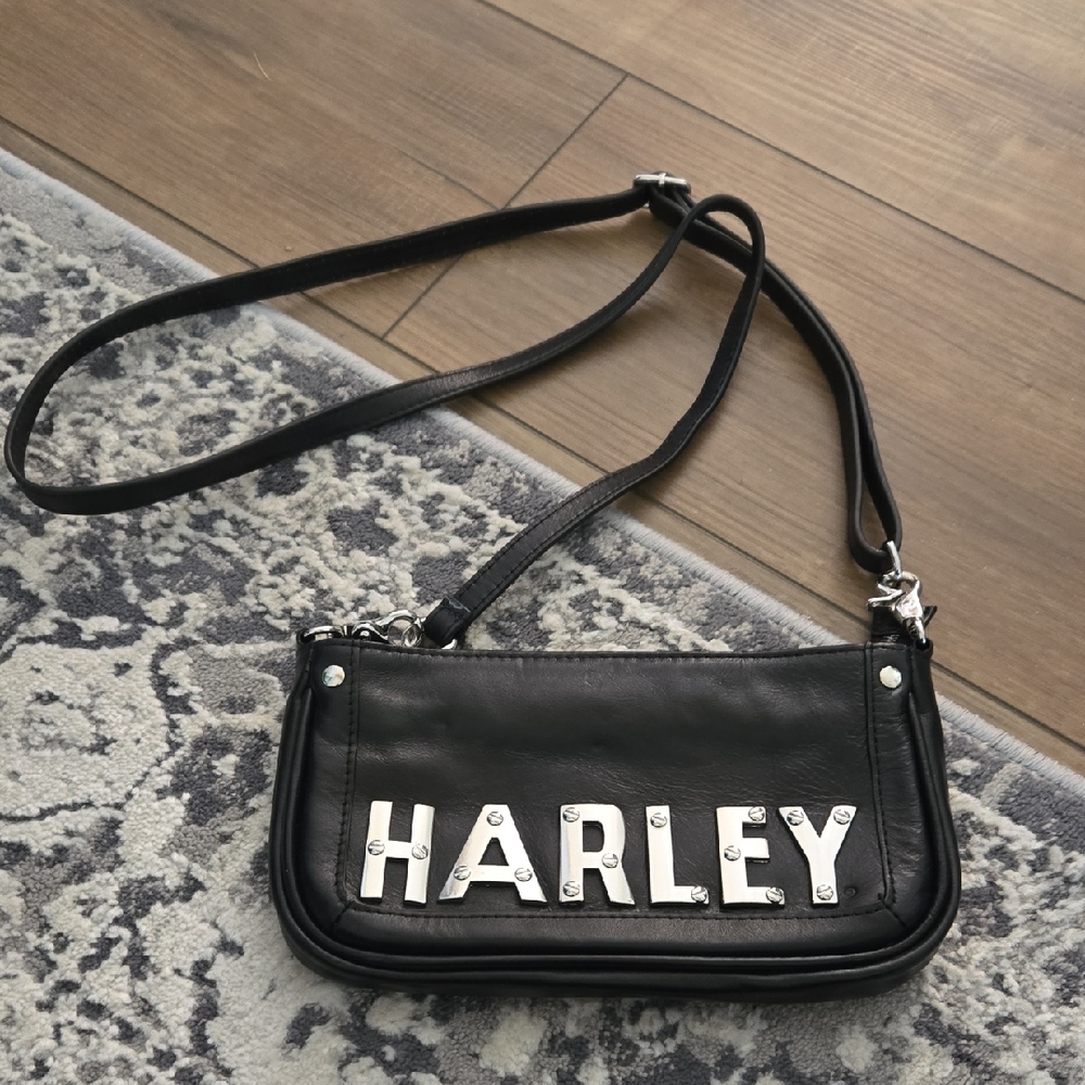 Harley Davidson Black Leather Shoulder Bag